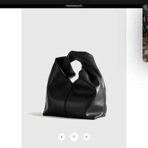 Leather Handbag with Twisted Top Handle Black Clutch Bag New Without Tags